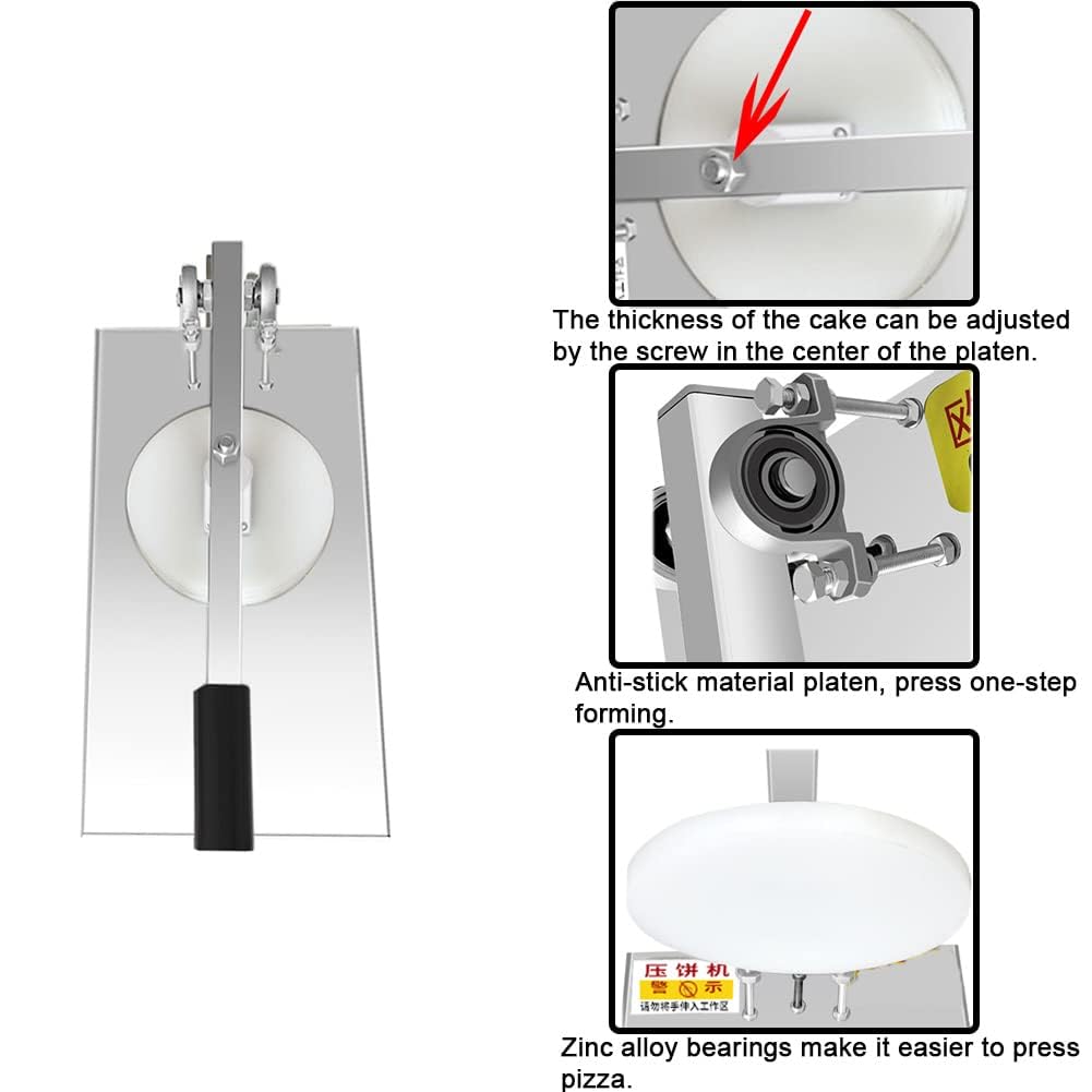 Amazon｜手動生地プレス機、延長ロッド付き業務用ステンレス鋼ピザ生地